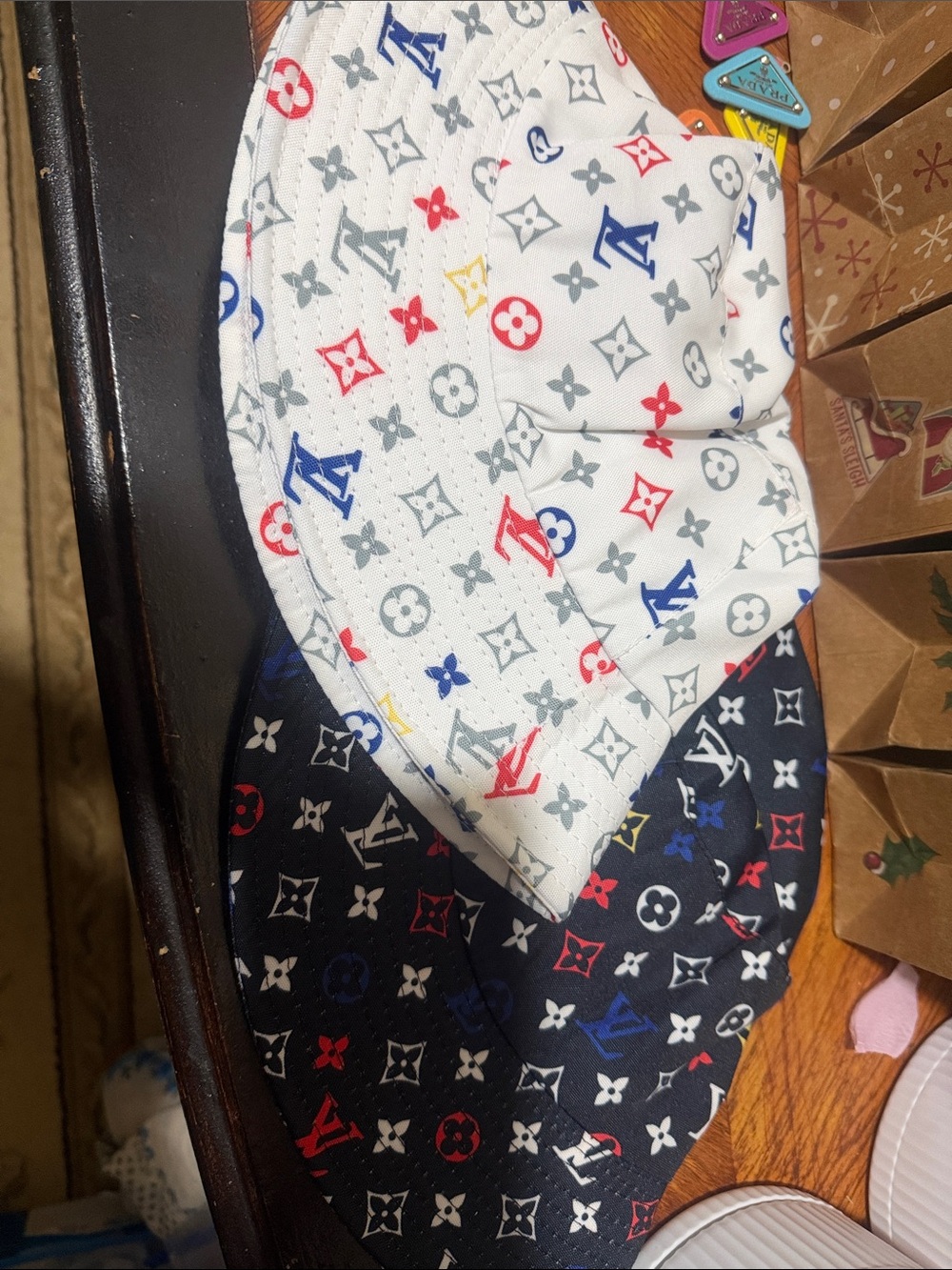 1x Multicolor Monogram Bucket Hats - White or Black adult size